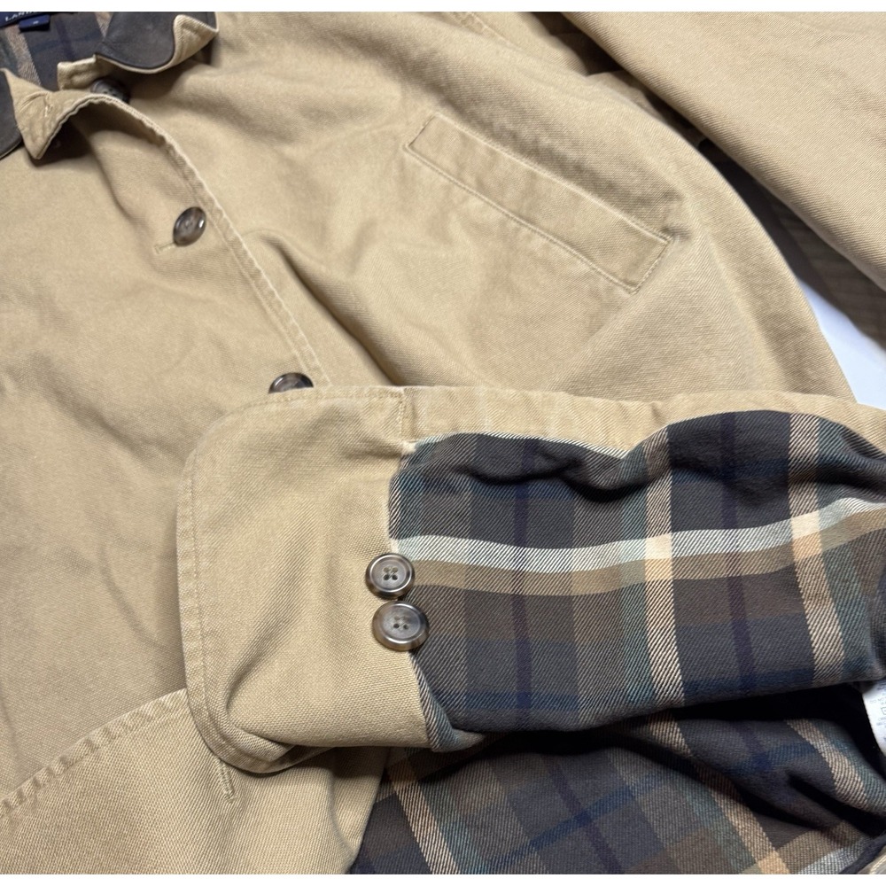 Women's Lands' End Tan Canvas Barn Coat Utility Coat Sz XL Flannel Lined - Picture 5 of 6